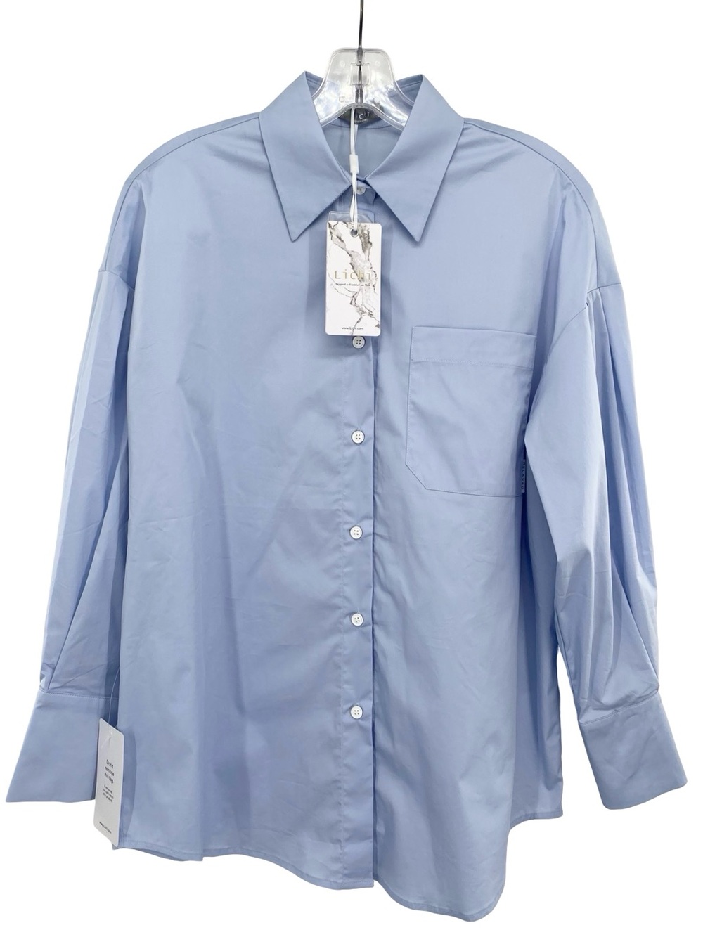 Lichi Germany Light Blue Relaxed Fit Button Down Dress Shirt New Oversized